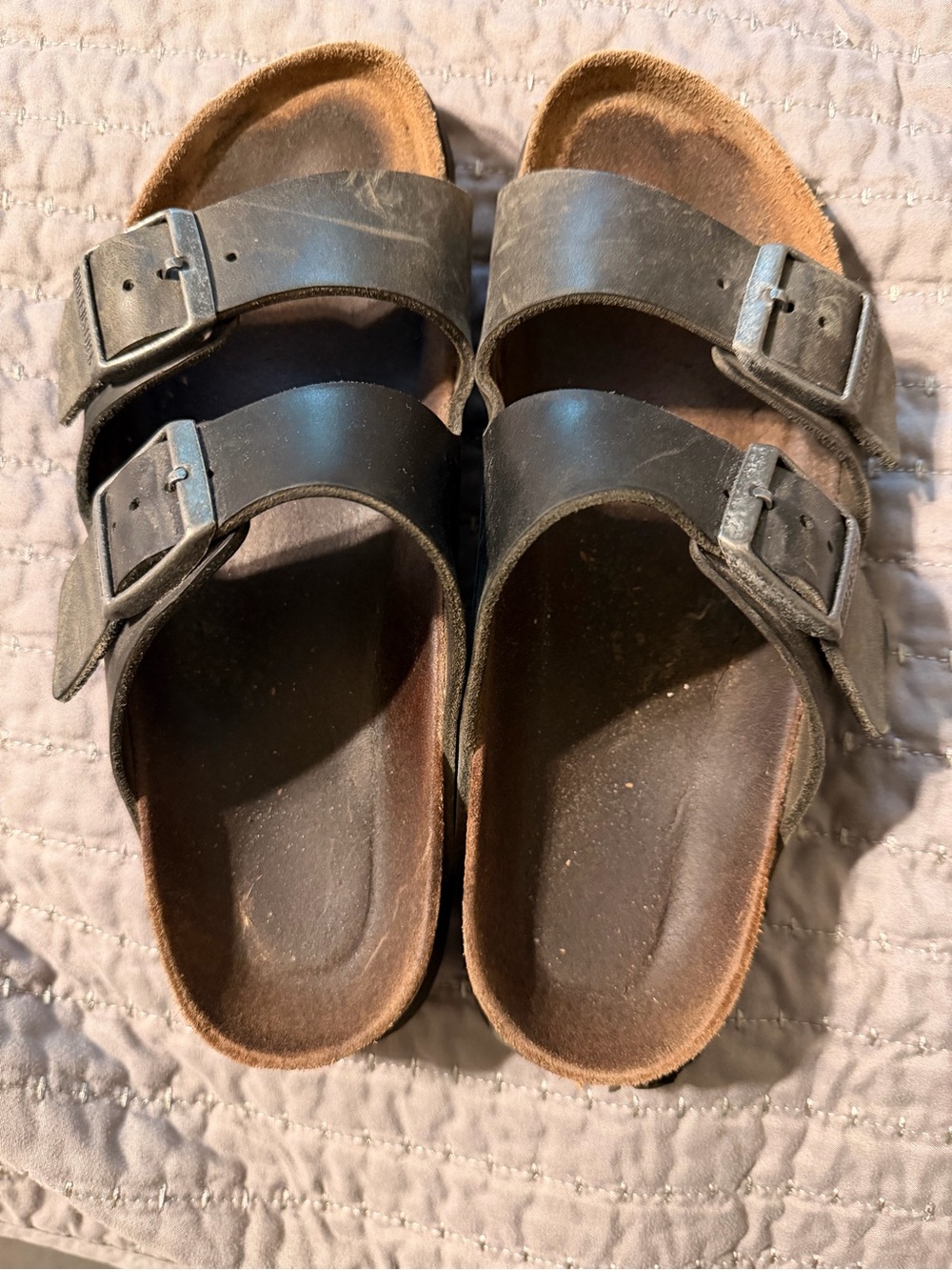 Classic Double-Buckle Slide Birkenstocks in Dark Brown